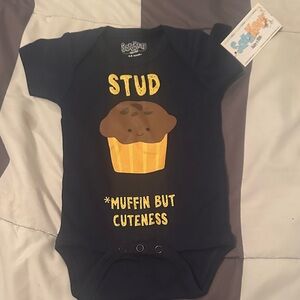 Navy Blue Muffin Print Onesie